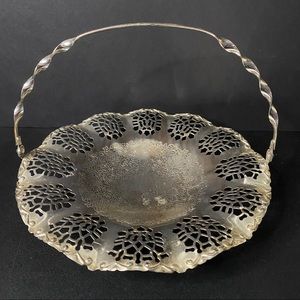 Vintage.Silver Plated Footed Tray Twisted Handle